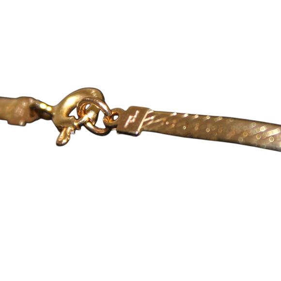 Vintage 14k Solid Gold 585 Gold Herringbone Flat Necklace Made in Italy - Picture 8 of 8